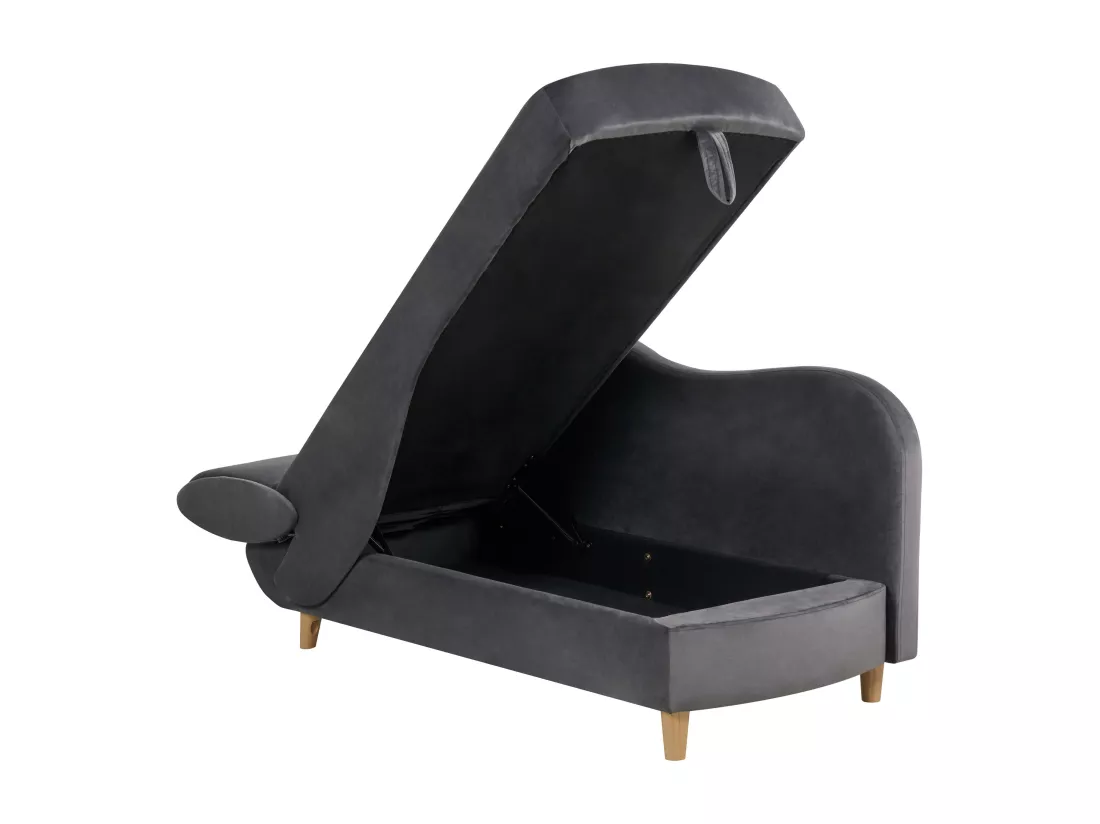 Chaise longue en velours côté droite gris foncé MERI II