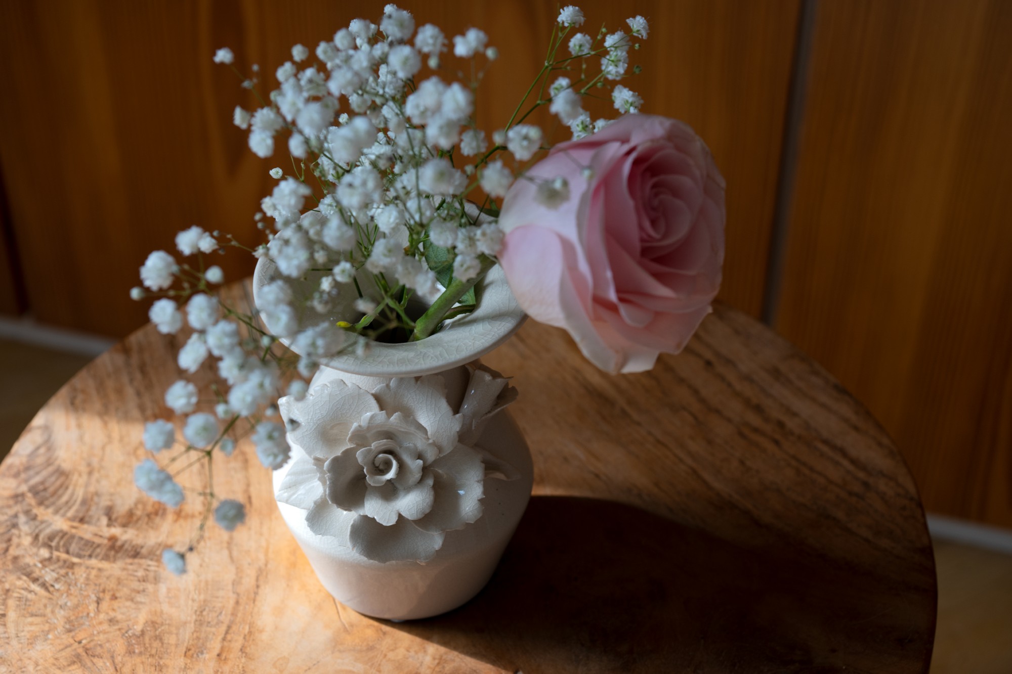 Keramikvase 'Heraldine', creme, B 12 cm, L11 cm, H 15 cm von fischer's lagerhaus