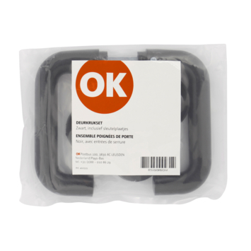 OK deurkruk set rond rozet zwart plastic