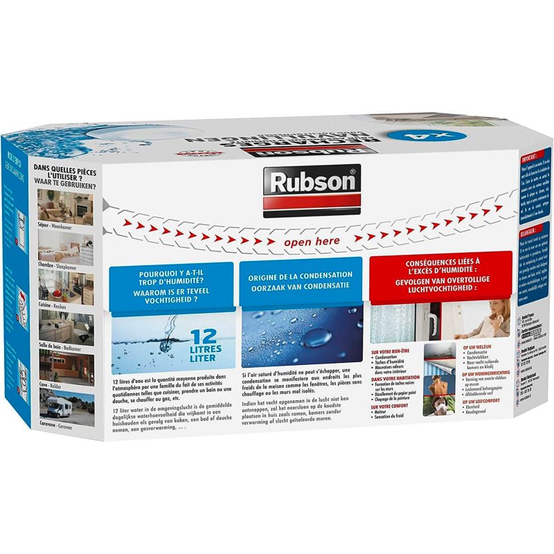Recharge universelle Absorbeur d’humidité Rubson Basic - Boite de 4