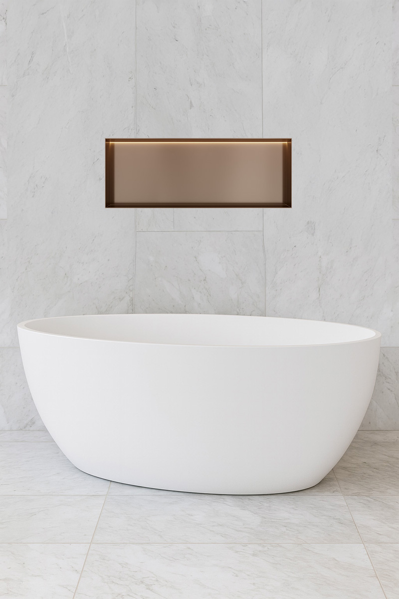 Hotbath &More frameless inbouwnis met verlichting 30x80x10cm tuscan bronze