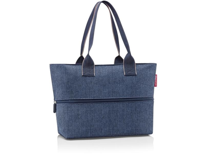 Reisenthel Tasche Shopper e1 Herringbone Dark Blue Schultertasche mit mittigem Reissverschluss