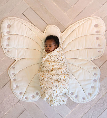 Cam Cam Wickeltuch - 120x120 cm - Beige m. Blätter/Schmetterling