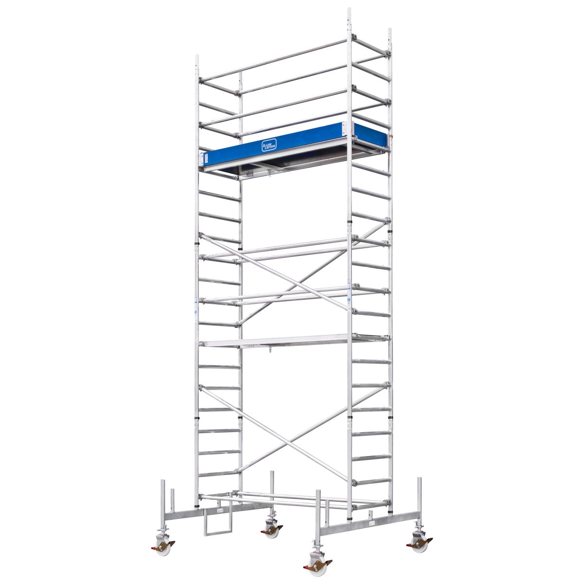 Iller rolsteiger met 2,20 x 0,75 m geleidebalken en 200 mm wielen, verstelbaar tot 6,55 m werkbreedte