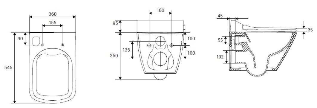 Plazan Genera Comfort Square douche wc randloos met softclose zitting