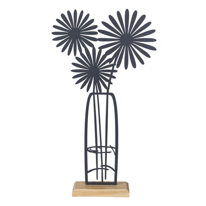 Standdeko - Blumen in Vase - ca. 18,5 x 5 x 34 cm