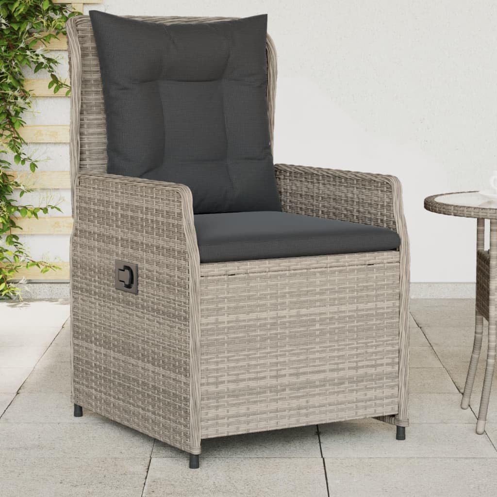 Gartensessel 2 STK. Verstellbar Hellgrau Poly Rattan Hellgrau Vollverflechtung