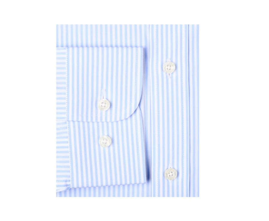 Chemise coton rayée bleu clair et blanc - MAXIMILIEN