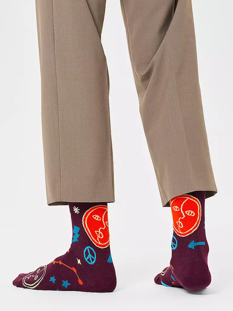 HAPPY SOCKS Herren Socken 41-46 ZWILLING dark red dunkelrot