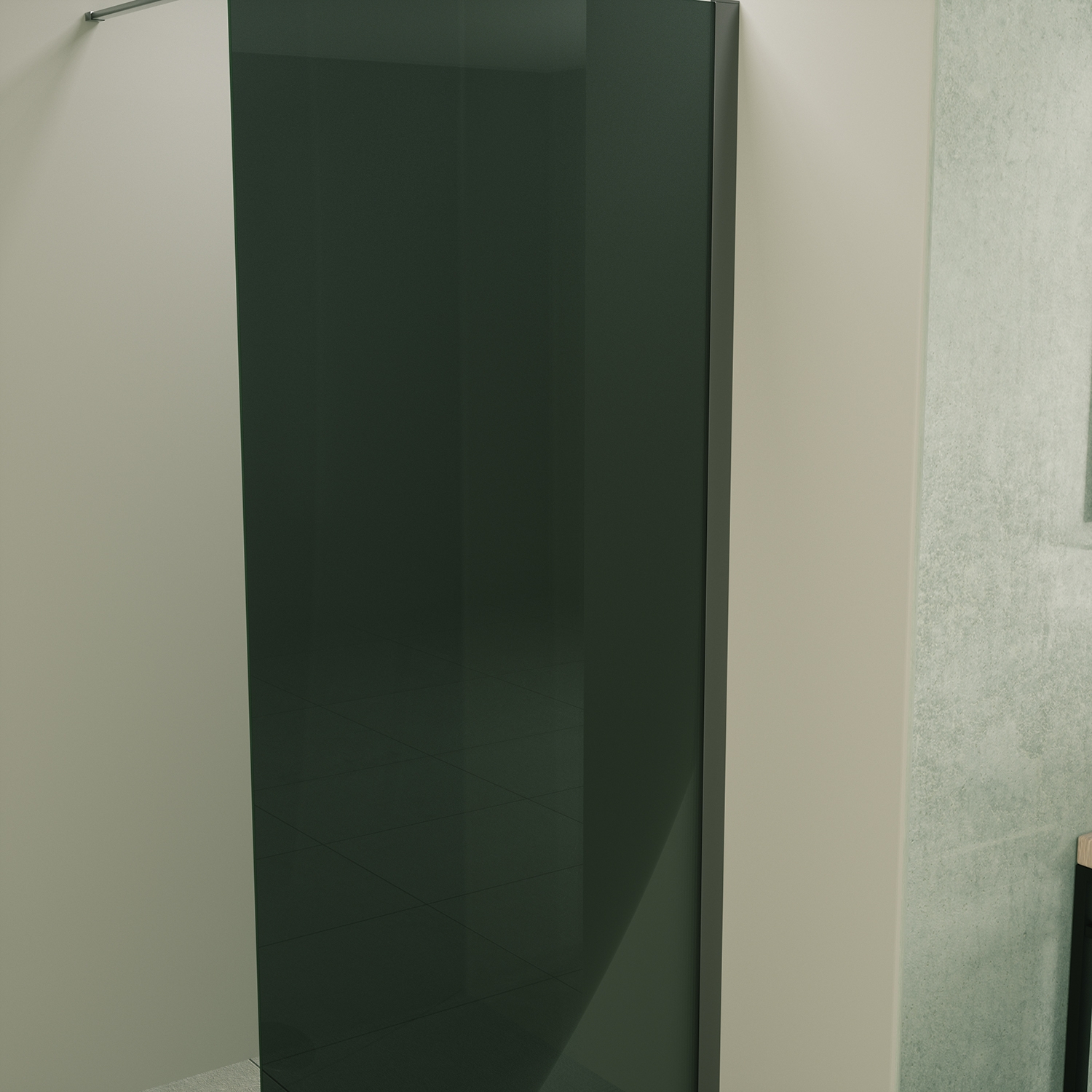Mueller Slimline inloopdouche 80cm rookglas anti-kalk inclusief RVS profiel & stang