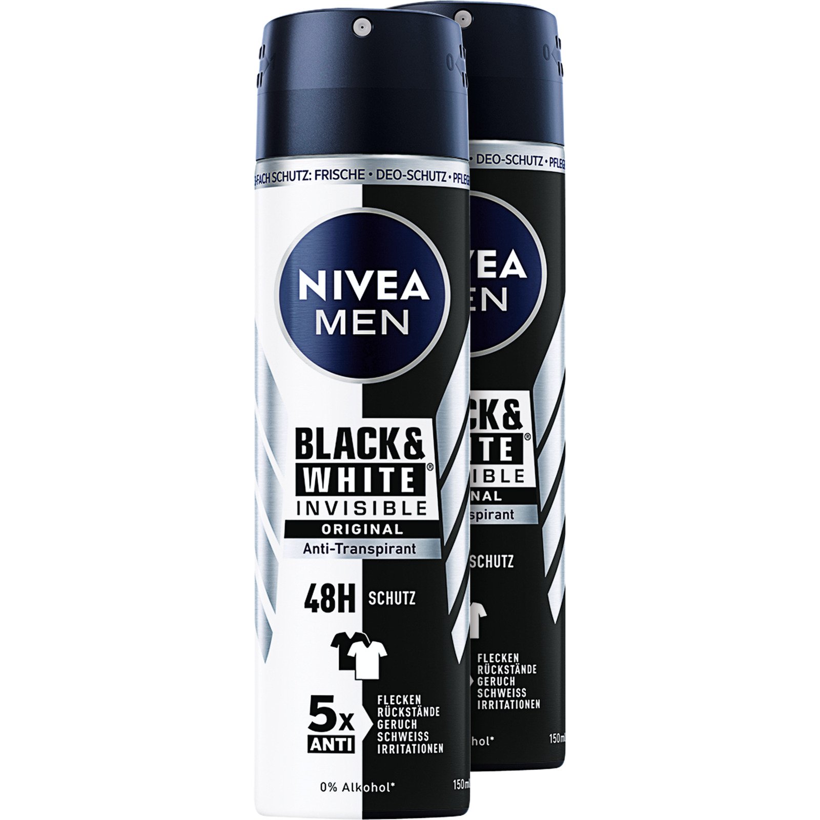 Nivea Aero Men Black & White Invisible Original 2 x 150 ml