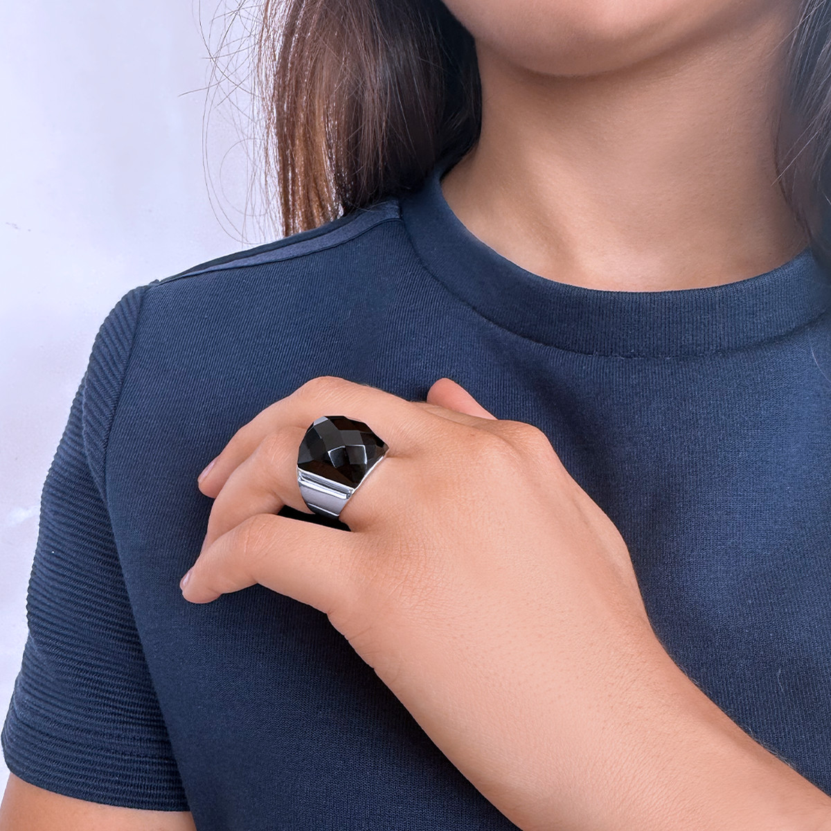 Bague argent 925 agate noire