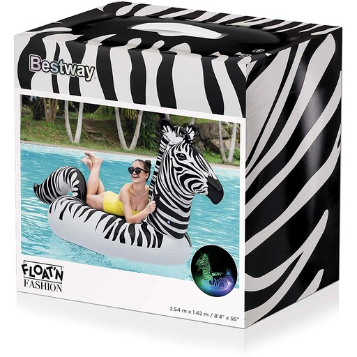 Boia gigante de PVC em formato de zebra, preta e branca, 254 x 142 cm