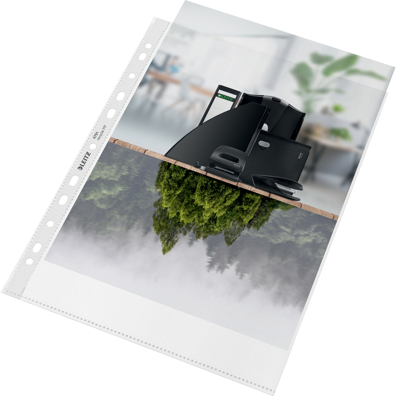 Leitz Zeigetaschen Recycle, 100 Stück, A4, 100 µm, genarbt, transparent