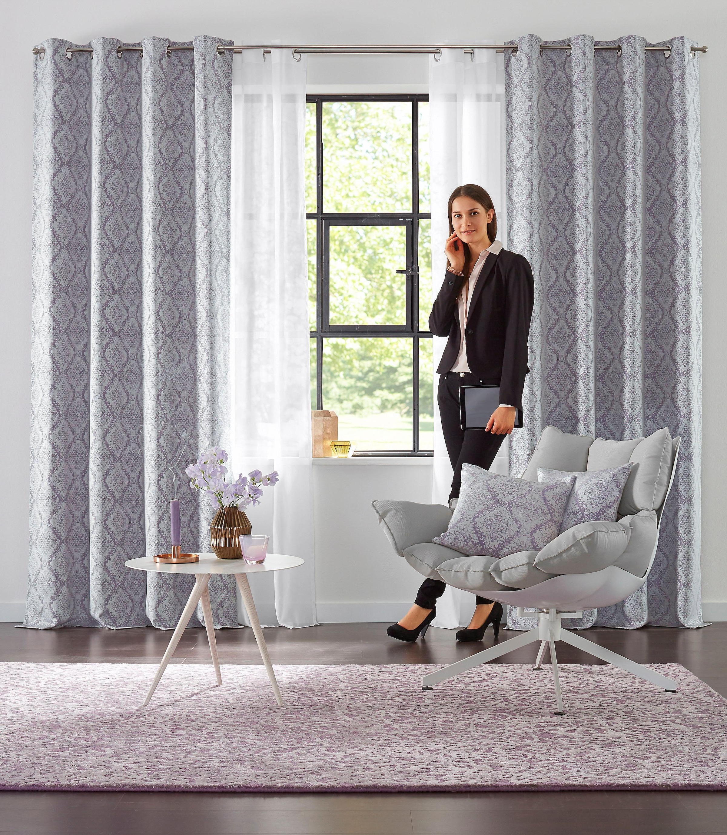 my home Gardine »Malin« Ösen 2 Stk. tlg. halbtransparent, Gardine, 2-er Set