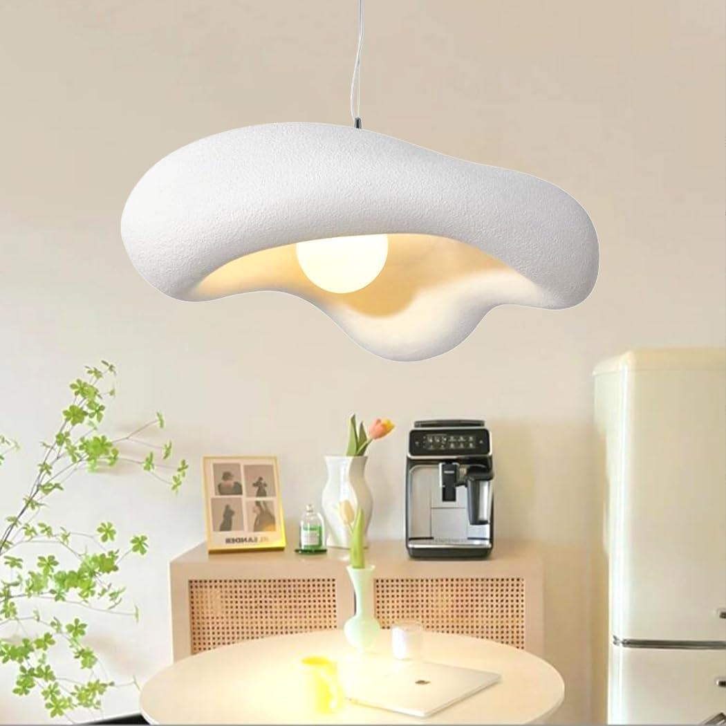 Moderne Wabi-Sabi Pendelleuchte Kreative Blumen Hängeleuchte Polystyrol Pendellampe E27 Esstischlampe Höhenverstellbar Nordisch Stil Für Schlafzimmer Wohnzimmer Esszimmer Küche Hängelampe Weiß 60cm