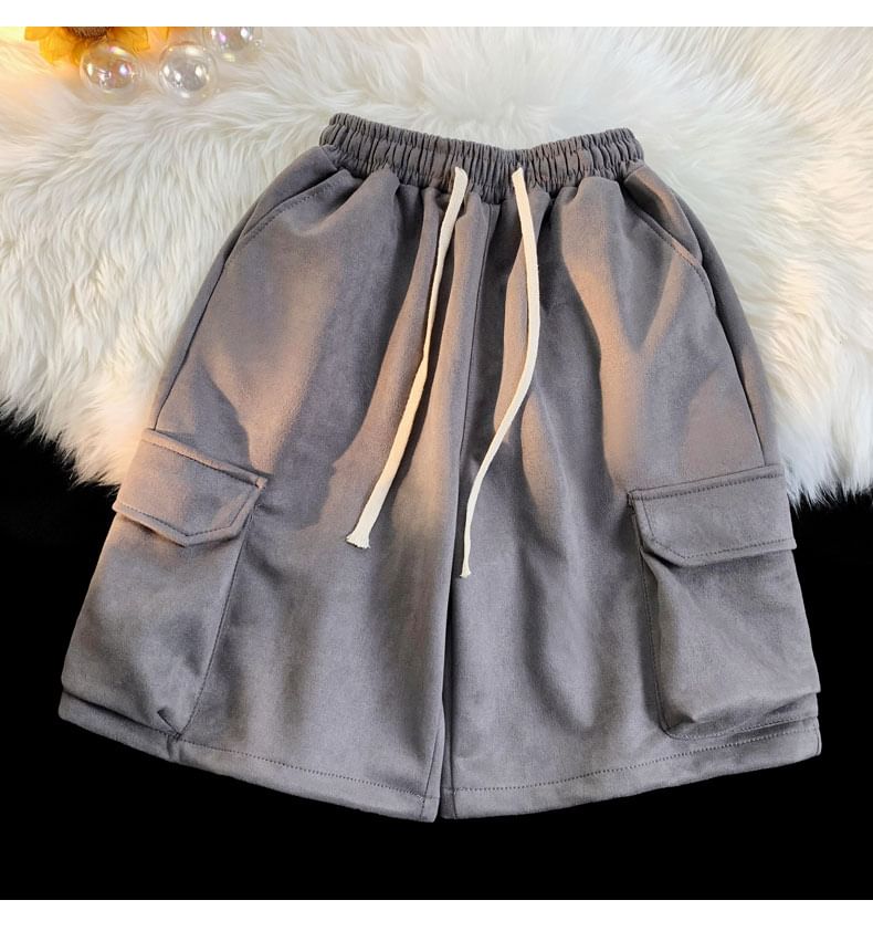 Breeson - Effen cargoshorts met trekkoordtaille