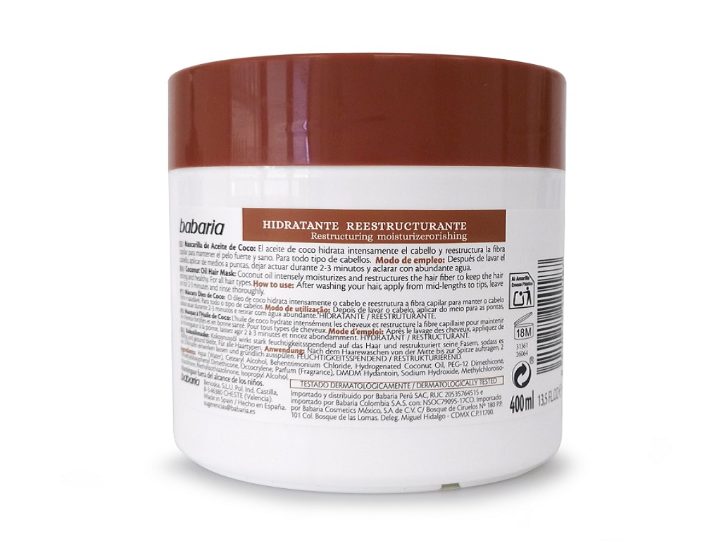 MÁSCARA BABARIA HIDRATANTE COCO 400ML