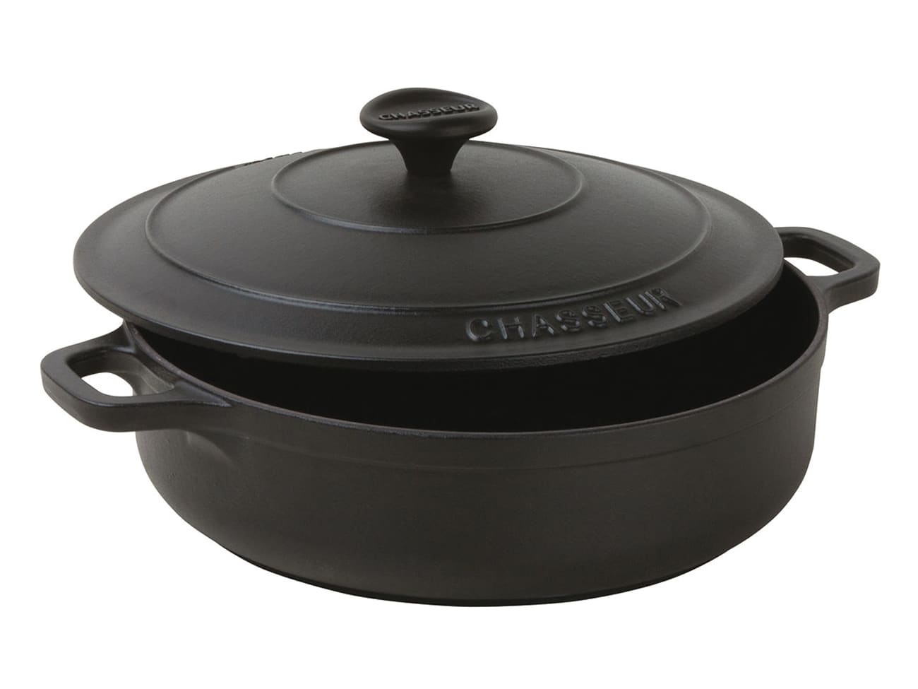 Cocotte basse en fonte - noire - Ø 24 cm - Le Chasseur