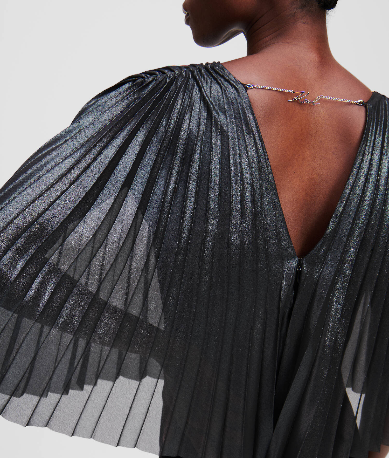 COMBINAISON CAPE PLISSÉE - Noir-Gunmetal