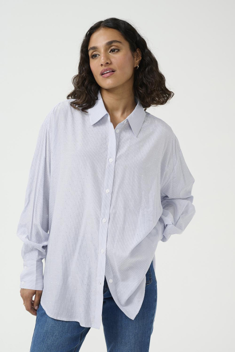 Kaffe blauwe dames blouse