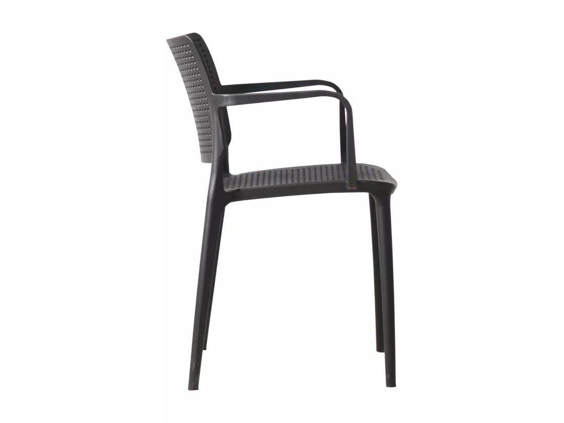 Lot de 4 chaises de terrasse en plastique noir