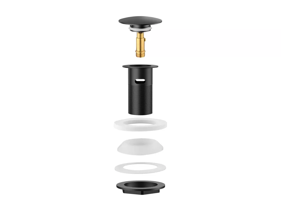 Mitigeur de Lavabo Doré Rotatif à 360°,Eau Chaude/Froide,Barboteur Démotable+Bonde Lavabo Bonde Pop-up avec Trop-plein Automatique Universelle,Noir