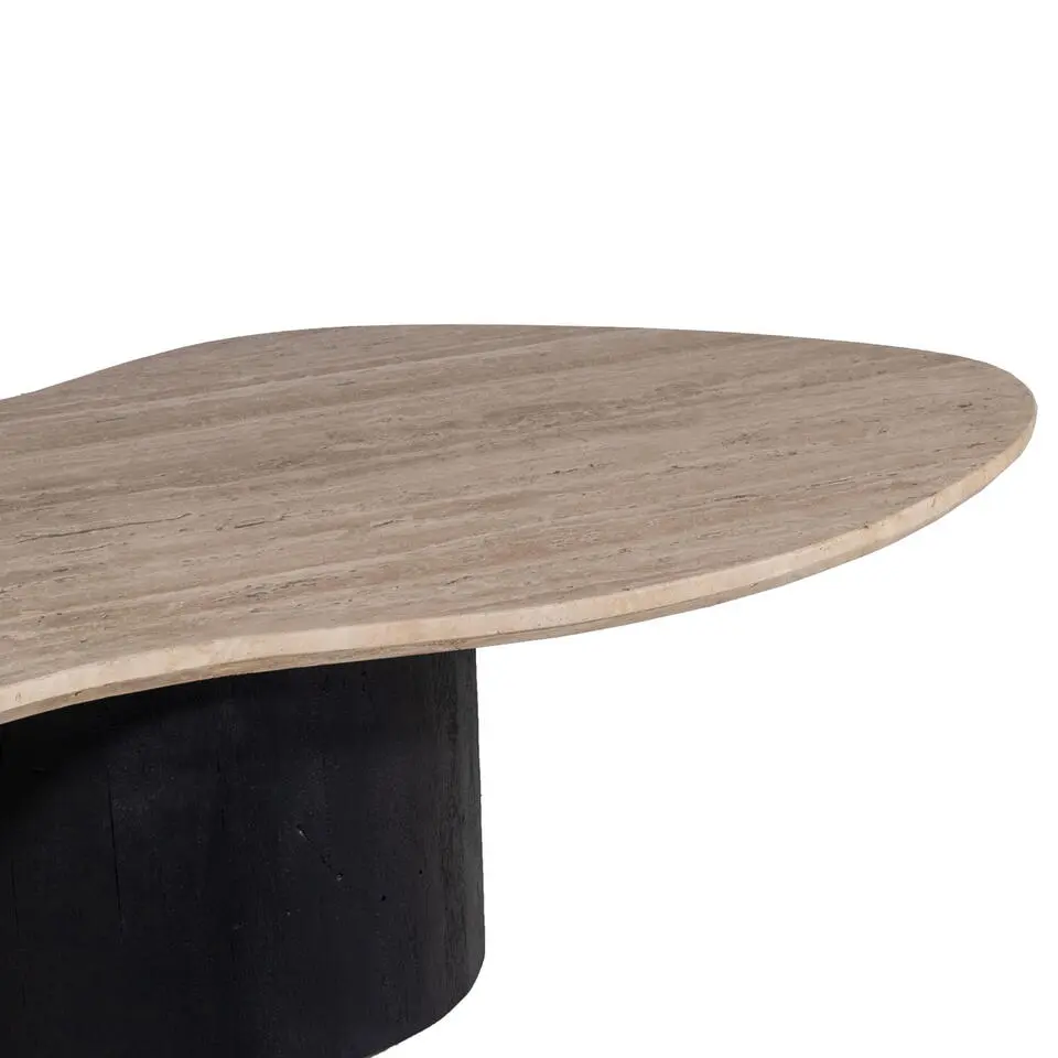 Salontafel Travertin - Beige/Zwart - Organische Vorm - Tafel Oliver