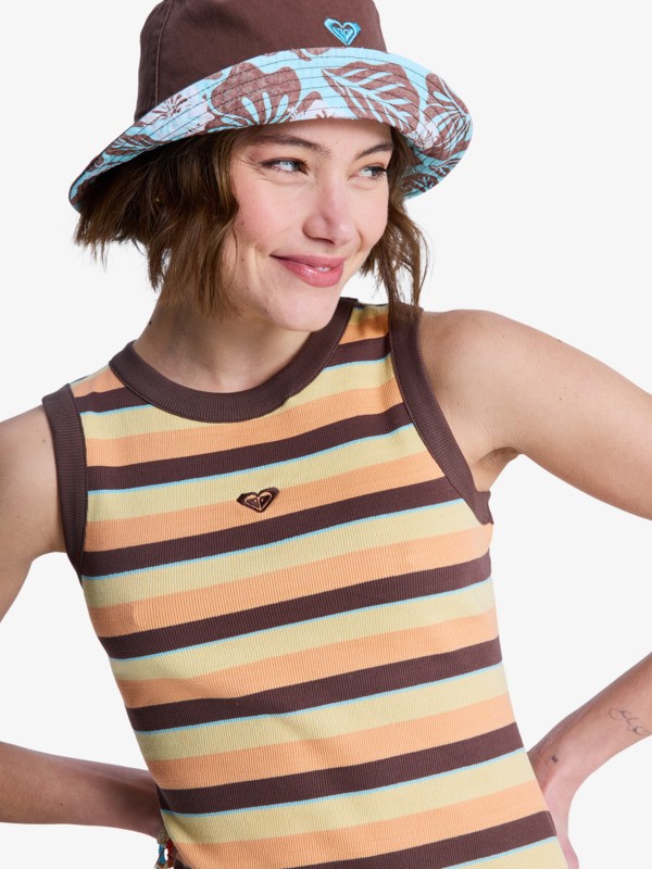 Iconic Days Stripes Robe sans manches en maille côtelée Marron Femme