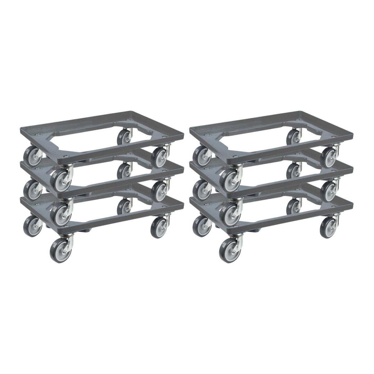 PROREGAL Transportwagen voor Euroboxen 60 x 40 cm met rubberen wielen, grijs, open dek, 2 zwenkwielen en 2 bokwielen, draagvermogen 300 kg
