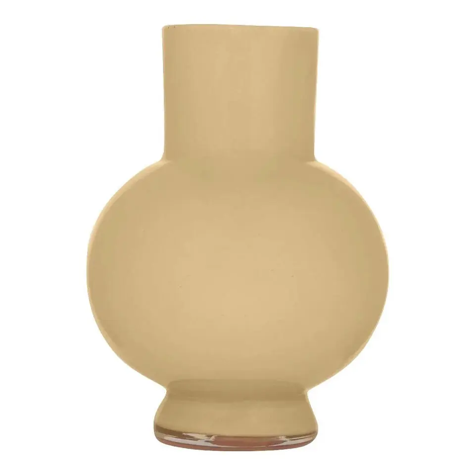 Hakbijl Glass Bloemenvaas Deborah - Beige - glas - D20 x H 26 cm