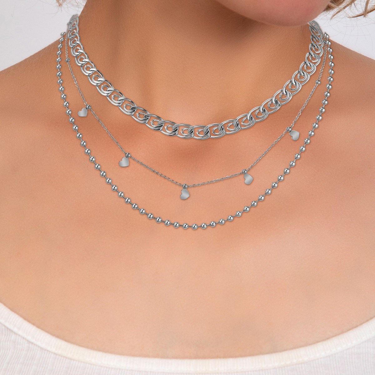 Collier SC Crystal en acier inoxydable