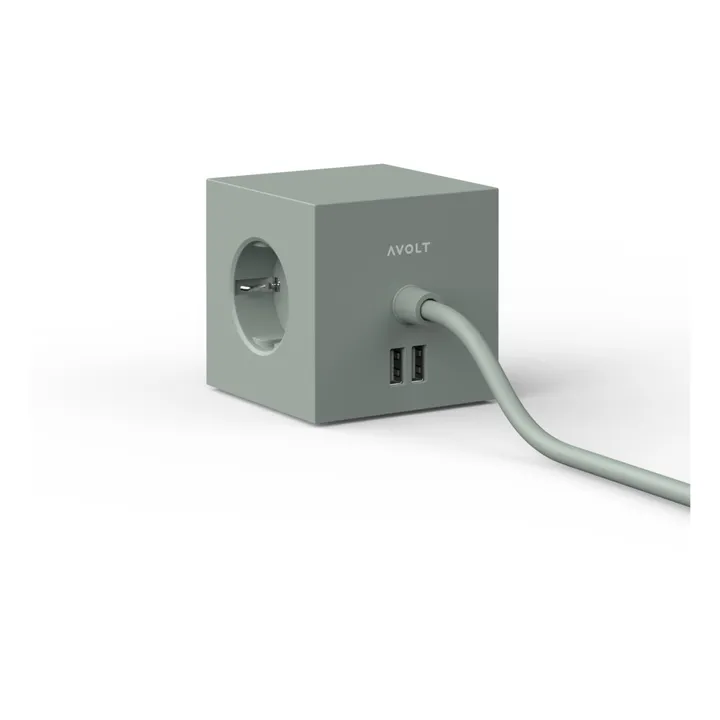 Avolt Rallonge Square 1 avec prise USB | Vert kaki