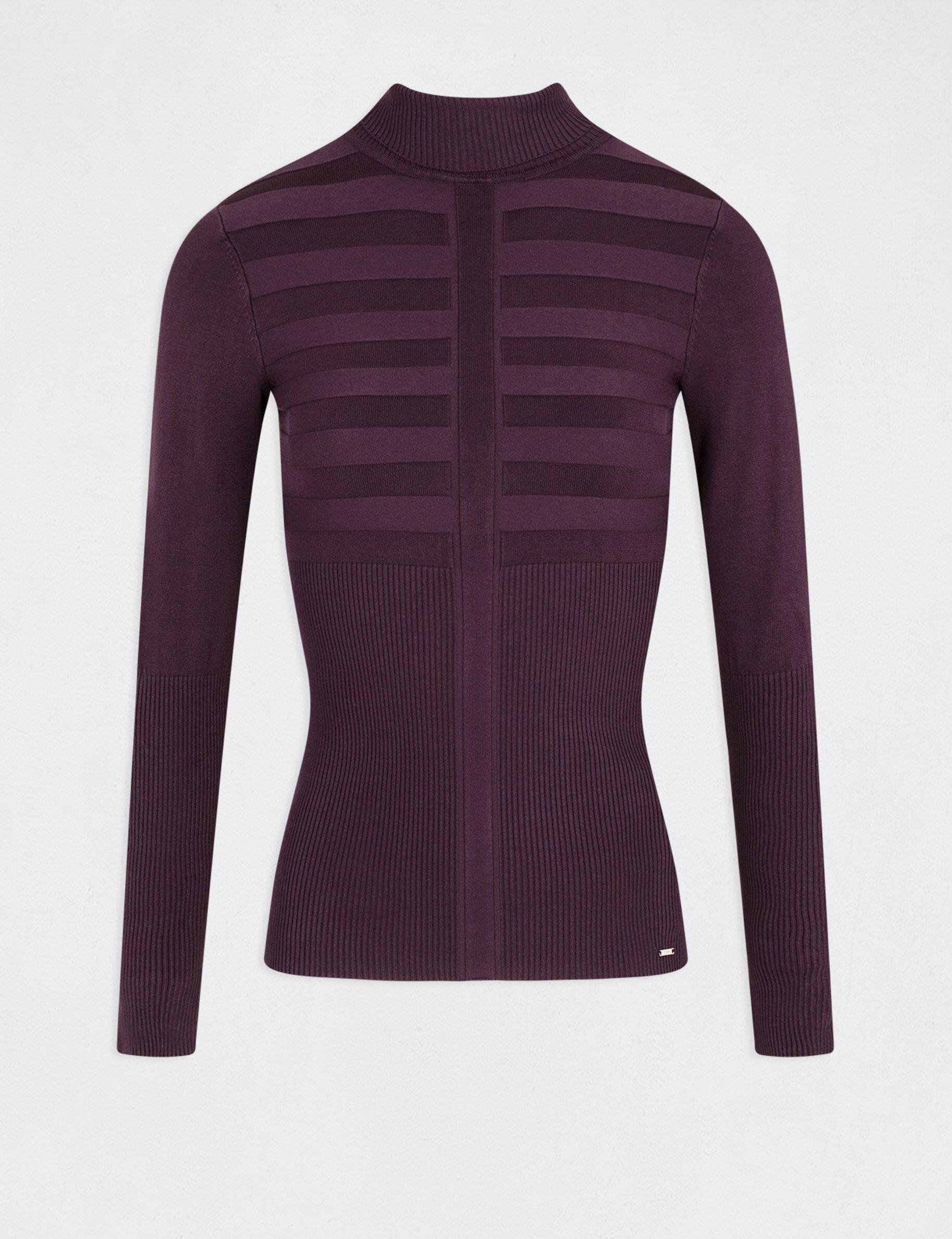 Pull manches longues col roulé framboise femme - framboise