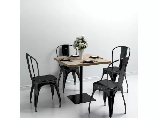 Table de bistro MDF et acier Carré 80x80x75 cm Couleur de chêne