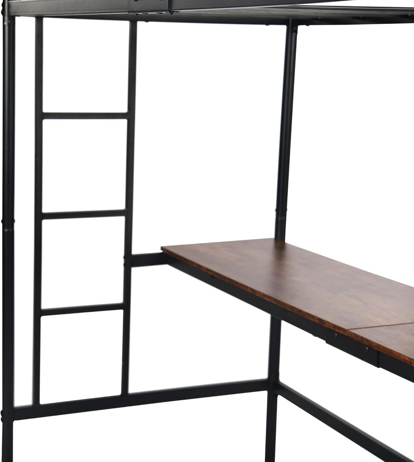 HOMYLIN Kinder-Hochbett aus Metall mit Arbeitszimmer, USB-Ladestation, integrierte Leiter, Hochbett für Kinderzimmer, Jugendliche & Arbeitszimmer, geeignete Matratze 90 x 200 cm, Schwarz