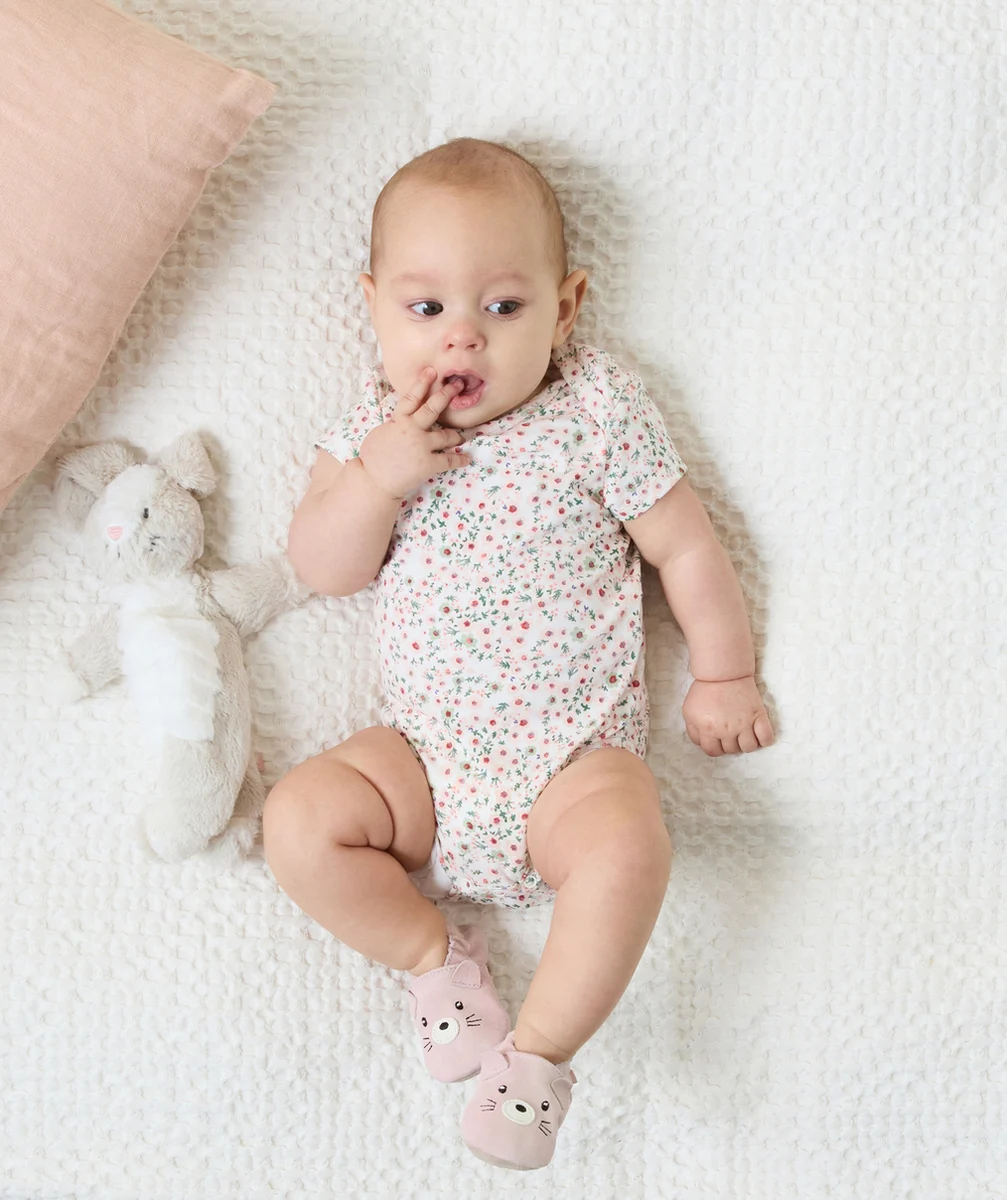 LOT DE 3 BODIES BÉBÉ EN COTON BIOLOGIQUE IMPRIMÉS RAYURES ET FLEURI