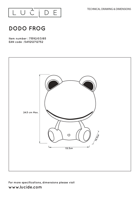 Lucide Dodo Kikker tafellamp LED groen