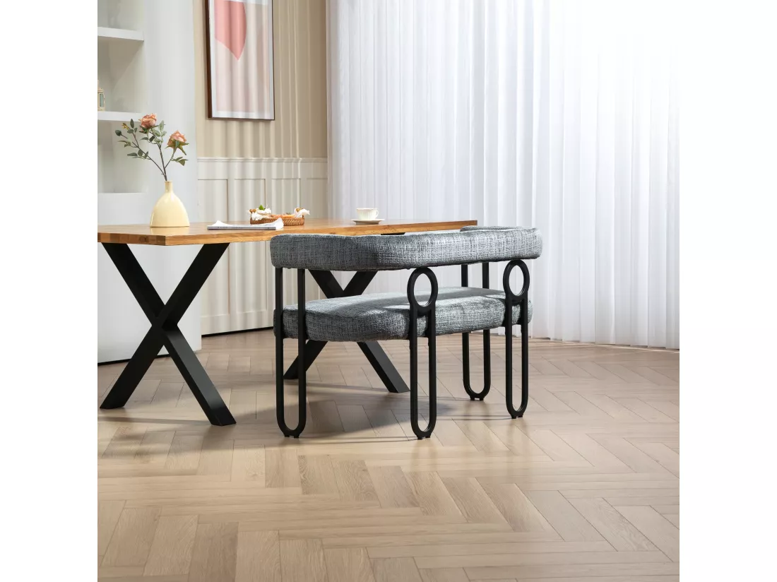Haobosic - Canapé Double Moderne en Tissu Chenille Gris, Design Dossier Arrondi, Cadre Métallique Solide, 250 kg Capacité, Élégant et Confortable