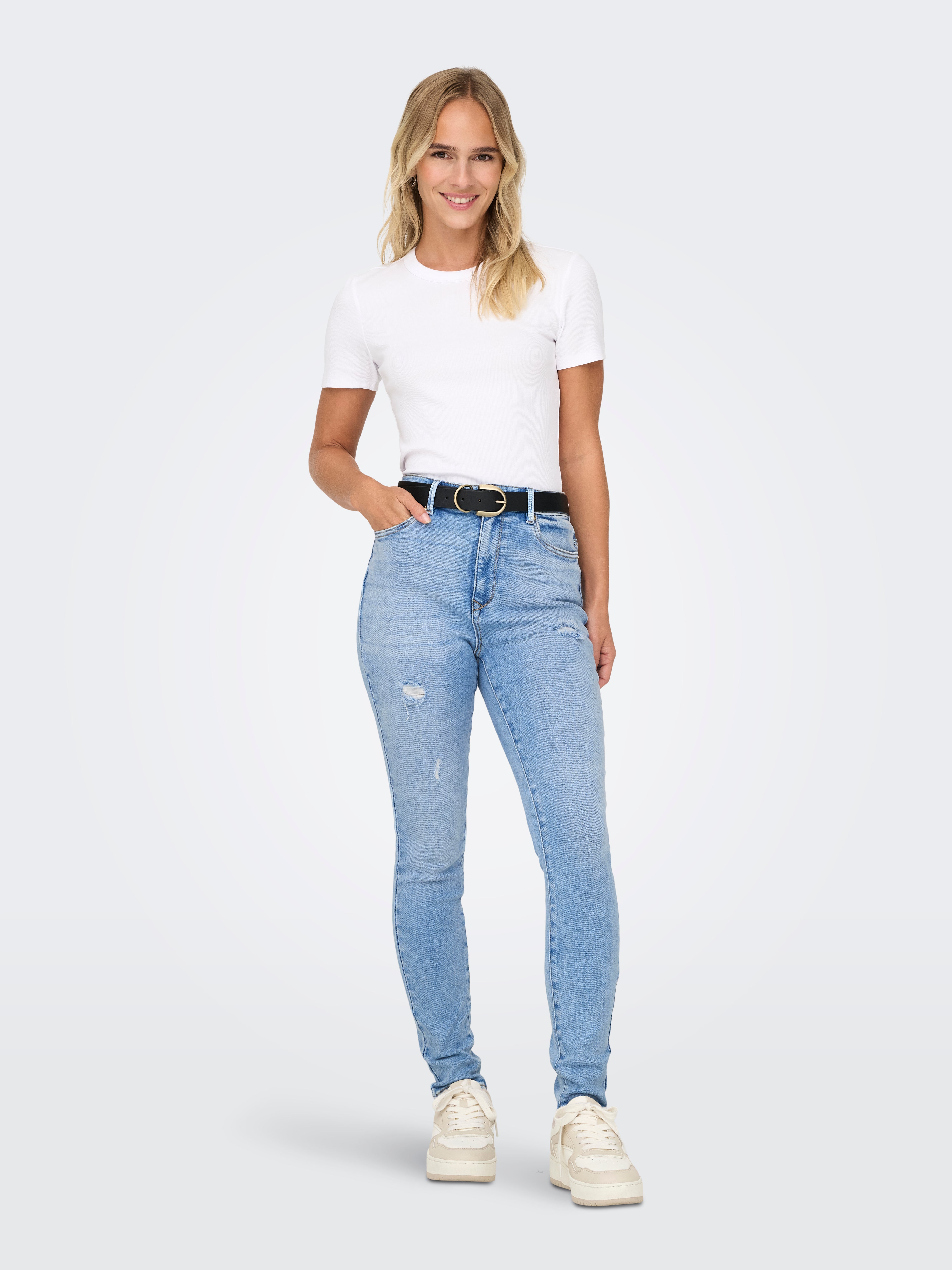 ONLMILA Hohe Taille Skinny Fit Jeans Light Blue Denim