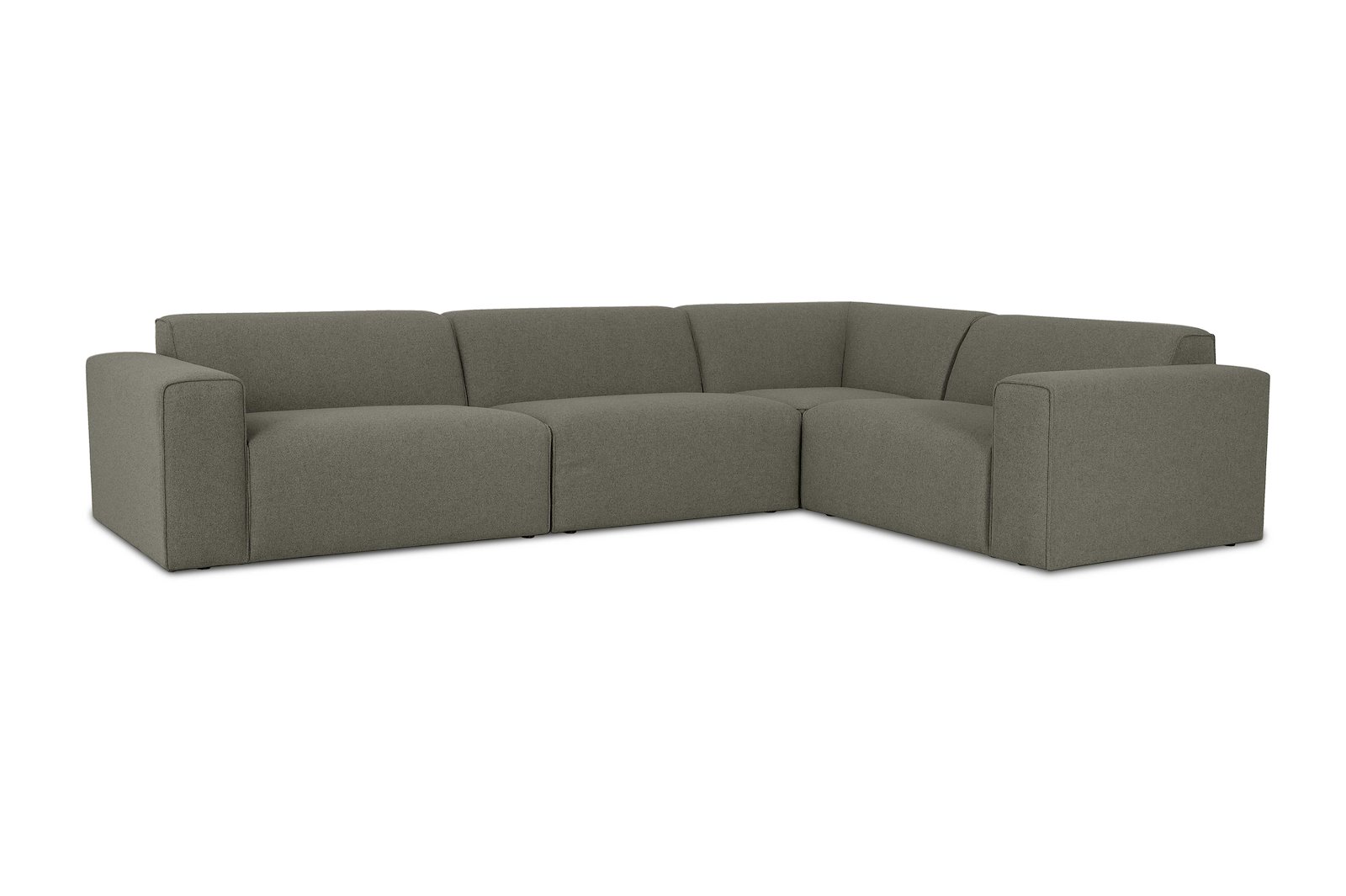 Styl hjørnesofa 3/1,5 hjørnesofa duo puter. Tekstil Mito 156 Hunter med sorte ben.