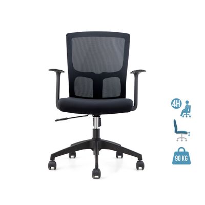 Fauteuil de bureau ROBIN - accoudoirs fixes - noir