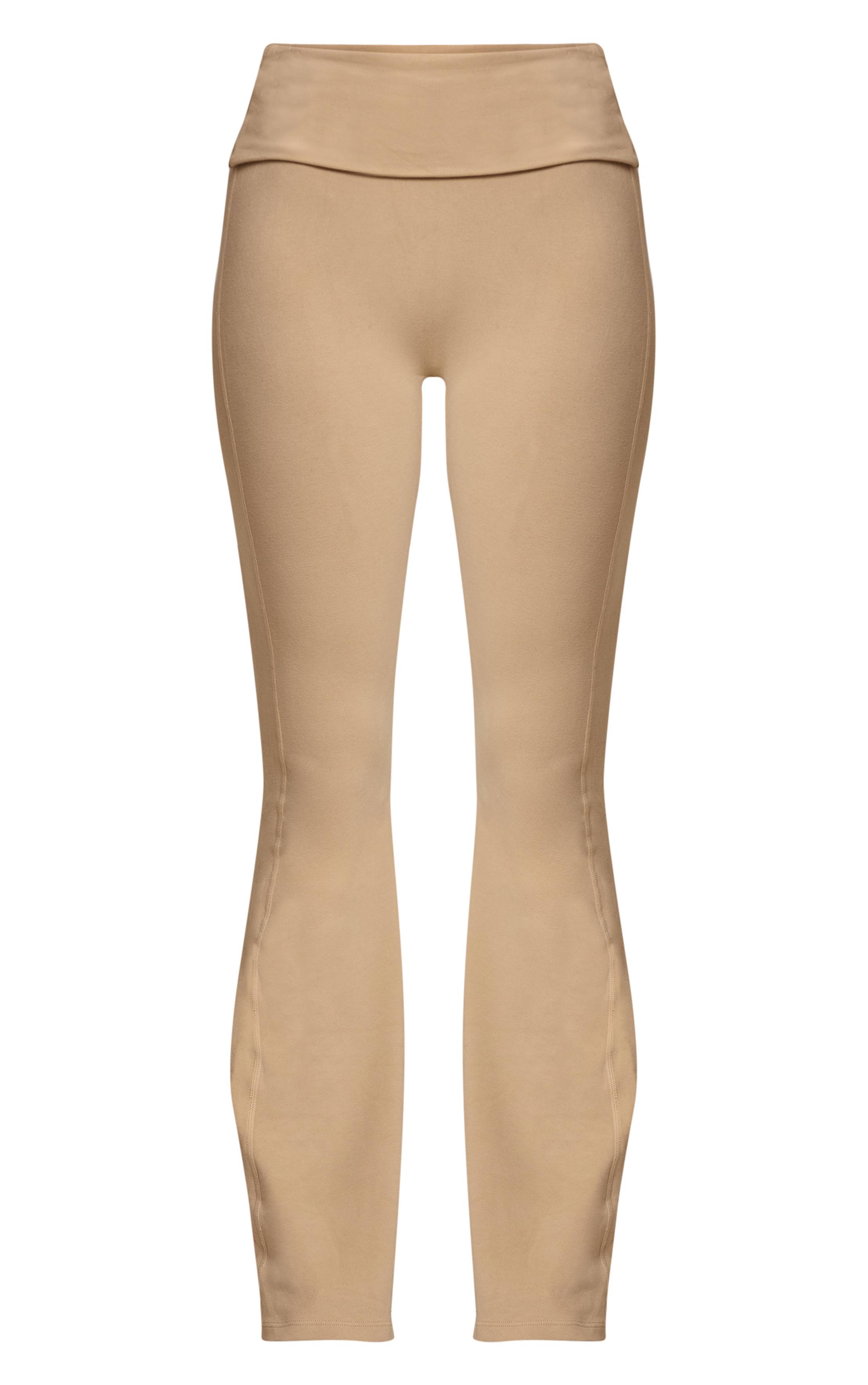 Beige Pantalon De Yoga En Coton Doux Mélange Prune Profond