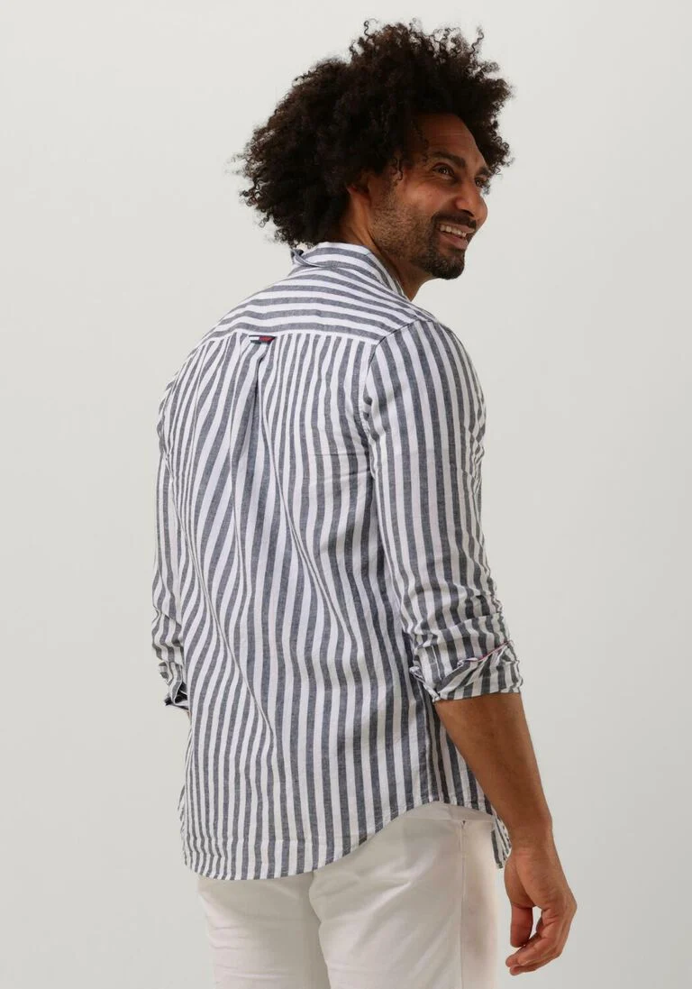 TOMMY JEANS blauw/wit gestreepte tommy jeans casual overhemd tjm clsc ls stripe linen shirt