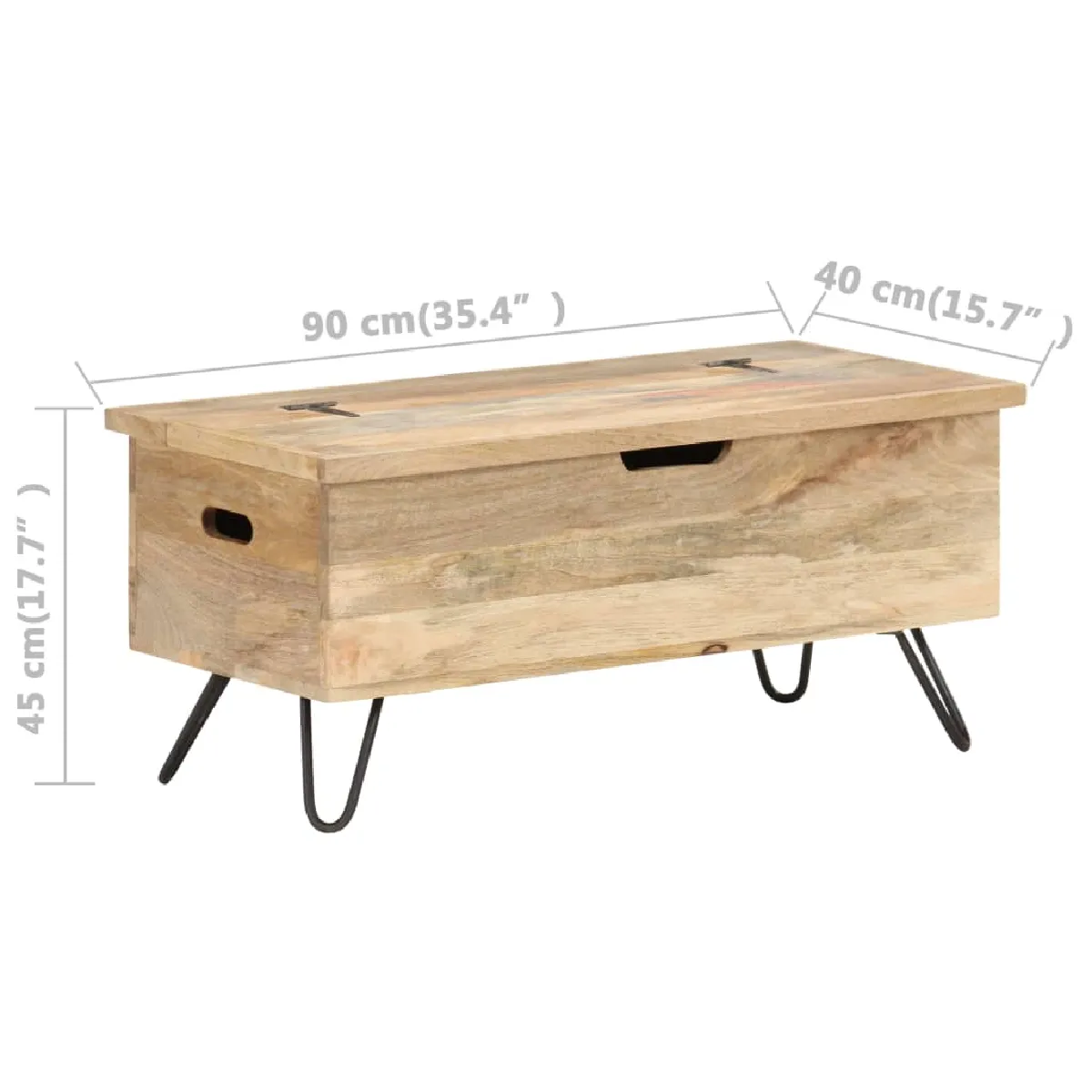 vidaXL Coffre Bois de manguier - 90x40x45 cm