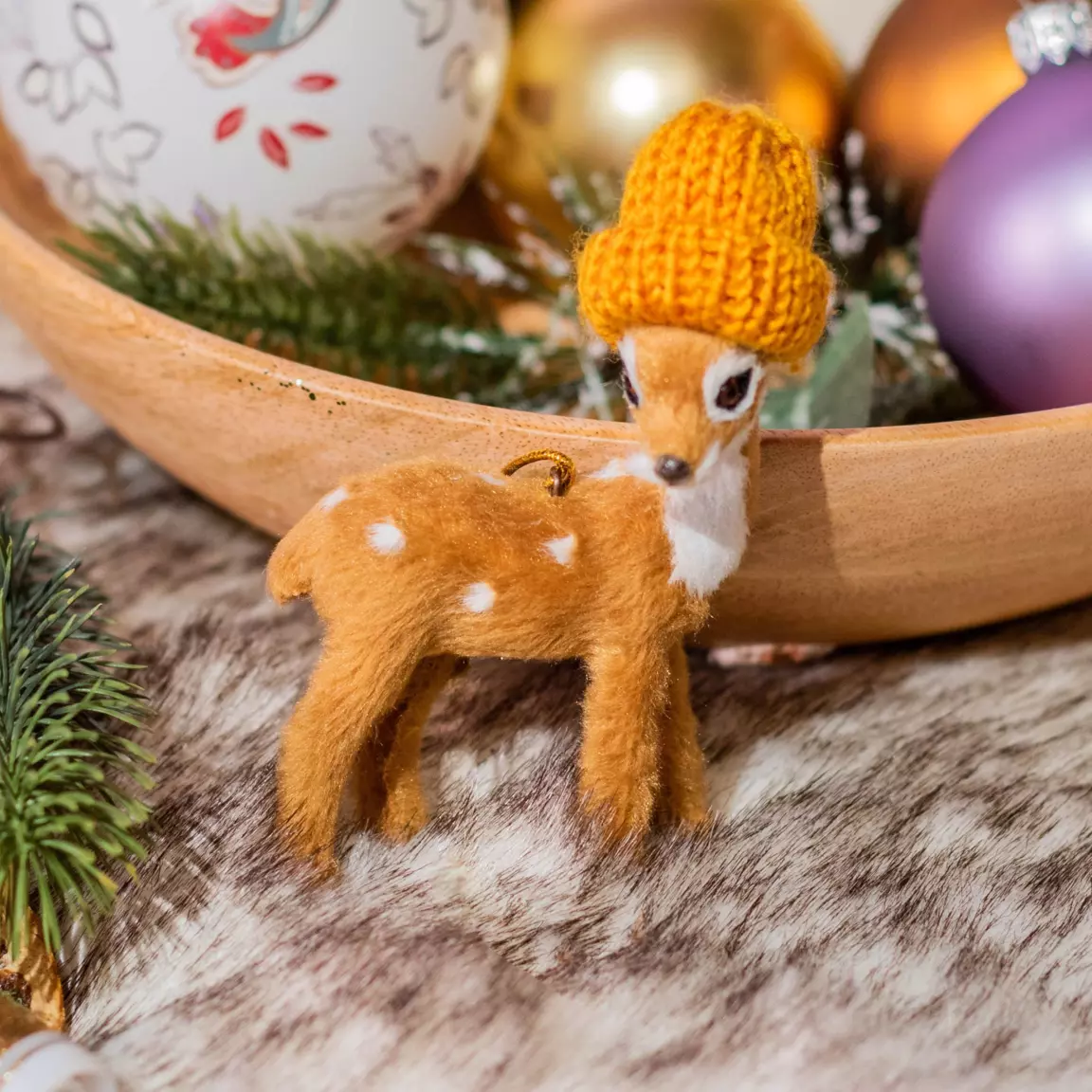 Suspension de Noël (H10 cm) Matéo Jaune moutarde