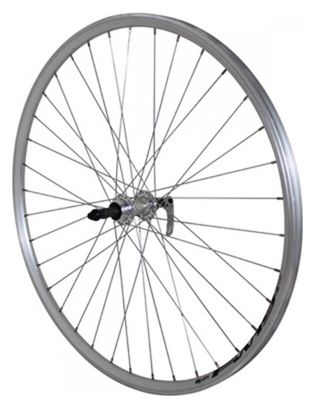 ROUE VTC 700X35 ARRIERE ER10 ALU DOUBLE PAROI MOY ALU ARGENT BLOCAGE RL 7-6V.