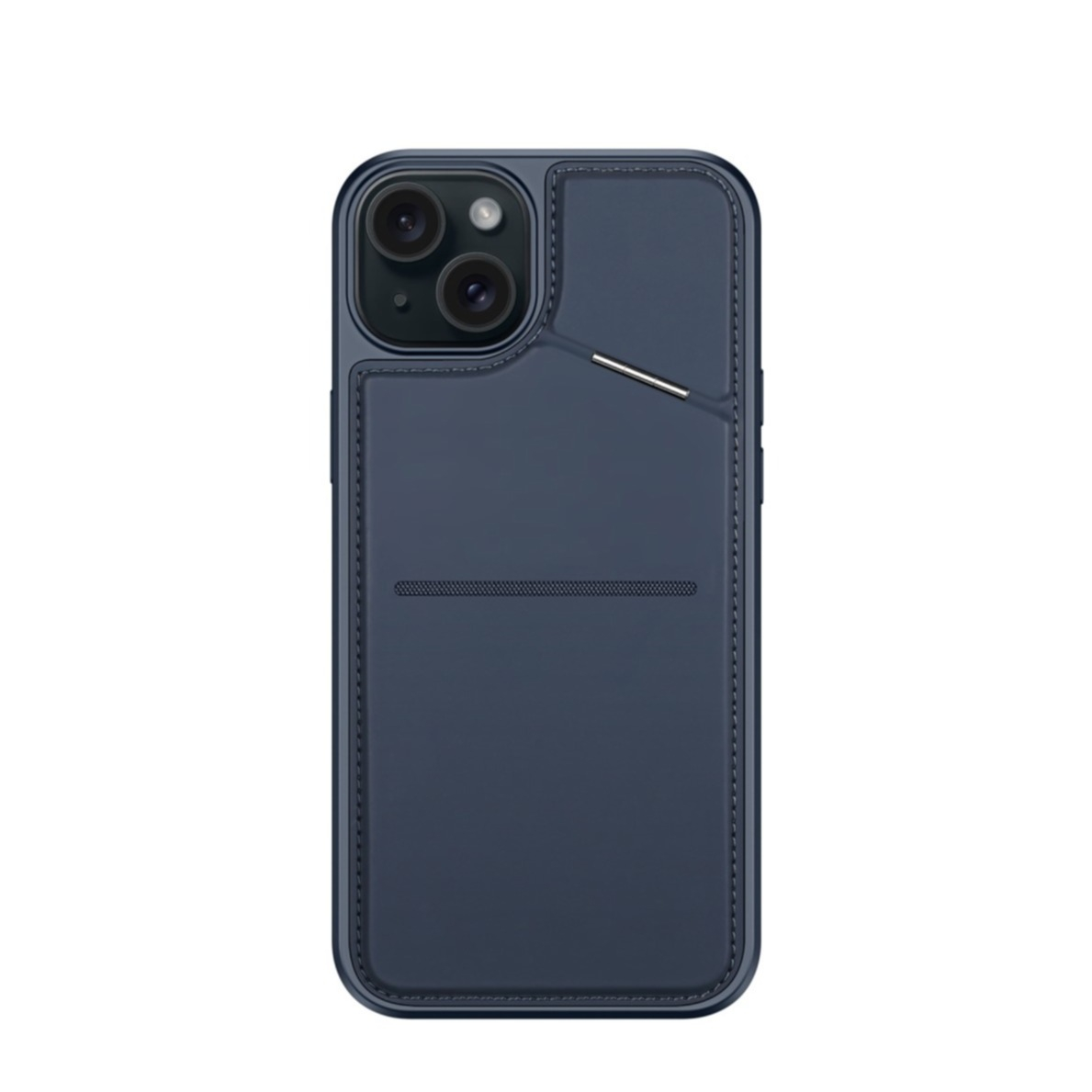 iPhone 15 MagSafe Hybrid Leder Hülle mit Kartenfach   Kickstand Aufsteller (RFID Schutz) - Schwarz