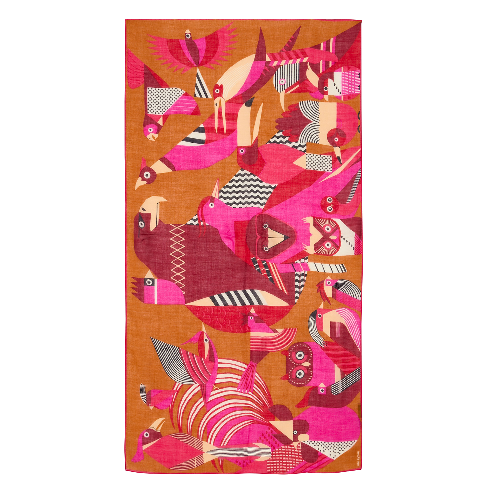 TRIBU - Foulard imprimé en laine | Rose