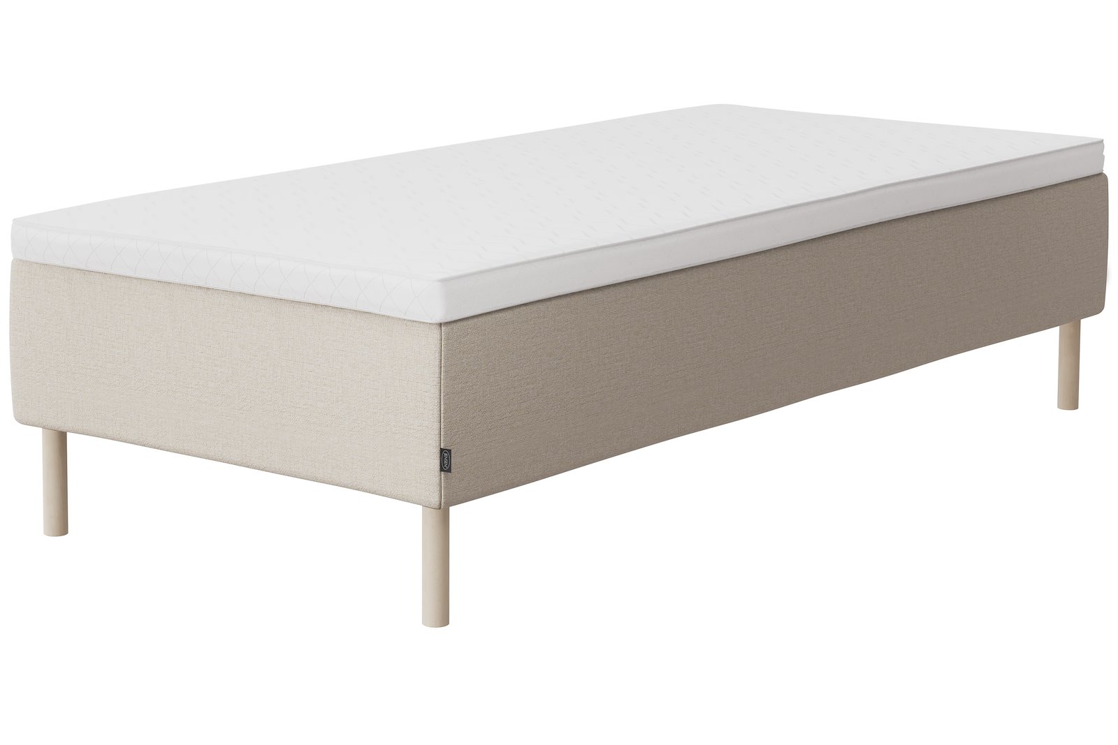 Glow rammeseng 120x200 cm Tekstil 292 natur, medium, sleep I overmadrass og Runde slanke white washed 18 cm ben,gavl selges separate.